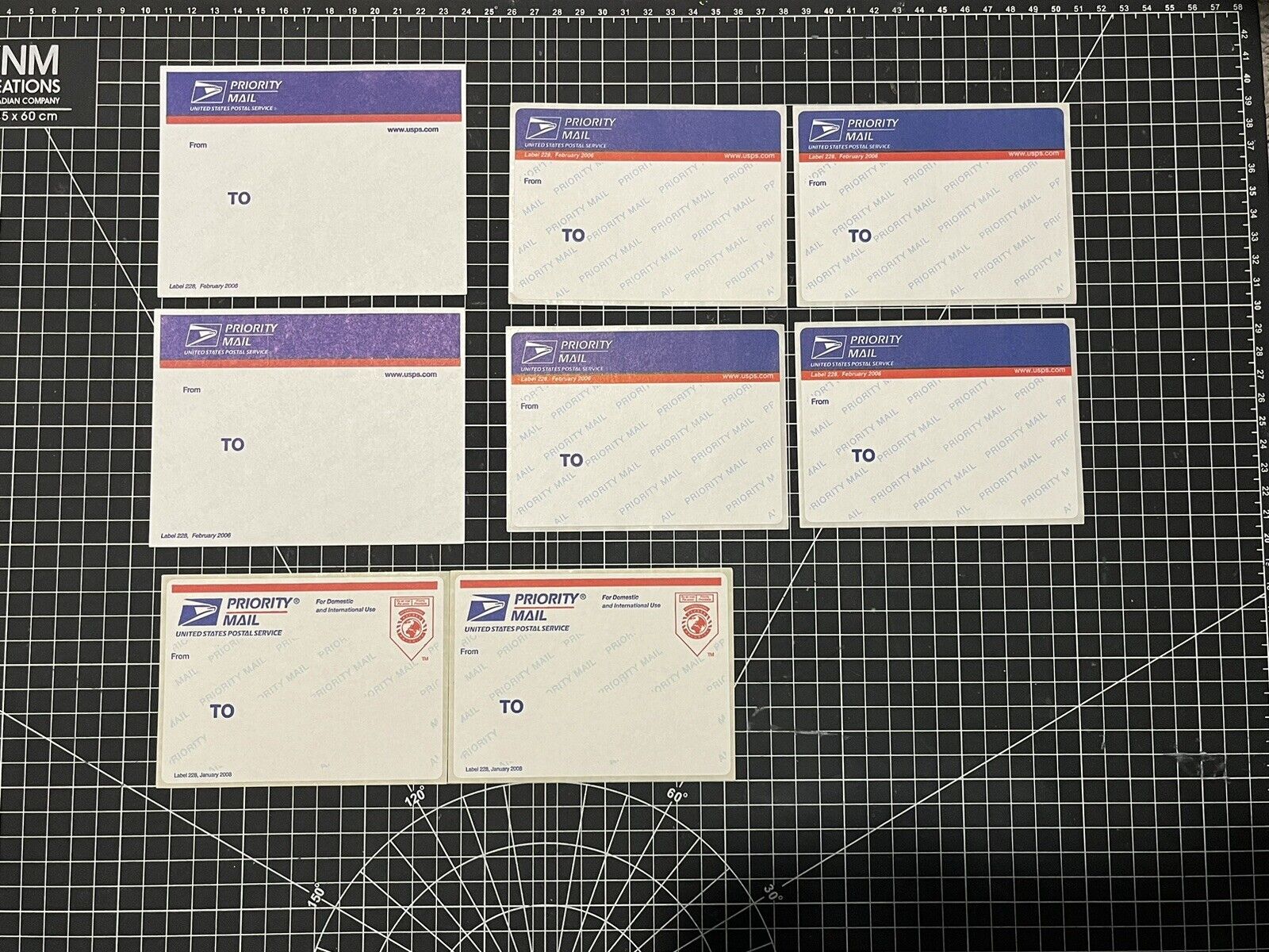 LOT of 8 USPS Priority Mail 228 Labels Stickers VINTAGE 06 08 RARE Bluetop