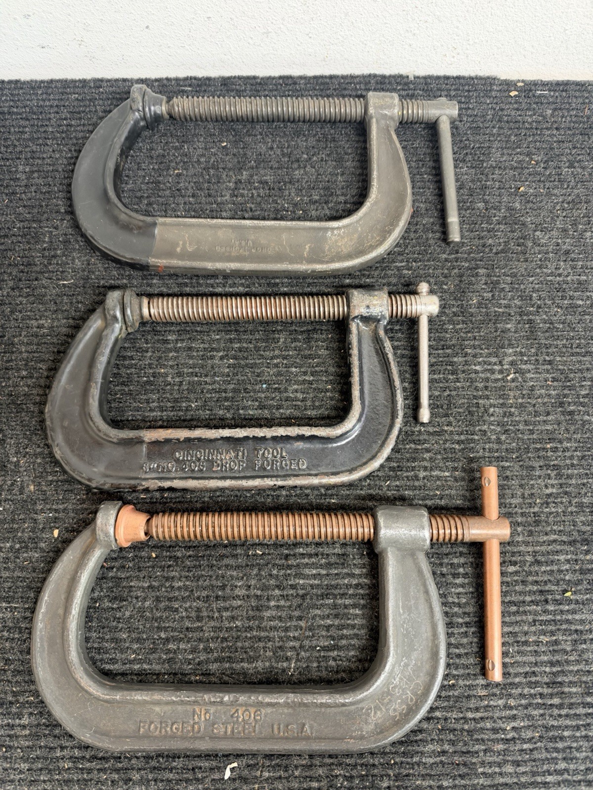 Lot Of 3 Vintage USA C- Clamp Vintage Williams Armstrong Cincinnati