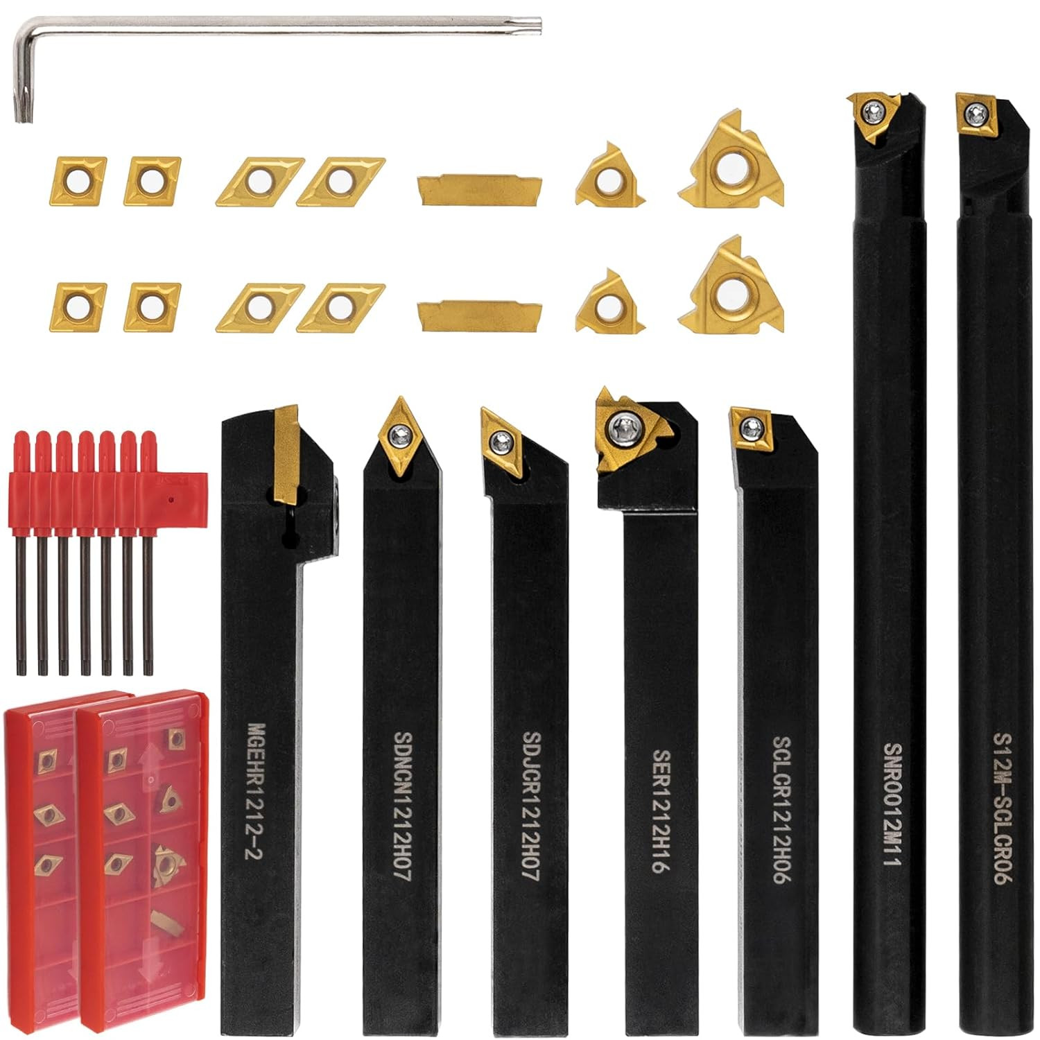 21 PCS Kit,Indexable Lathe Turning Tool,1/2