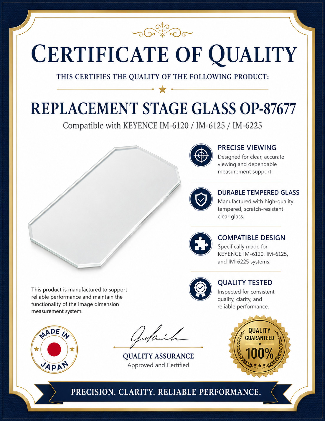 New KEYENCE Replacement Stage Glass OP-87677 for IM-6120, IM-6225, IM-6125