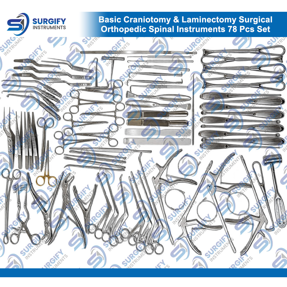 Basic Craniotomy & Laminectomy Surgical Orthopedic Spinal Instruments 78 Pcs Set