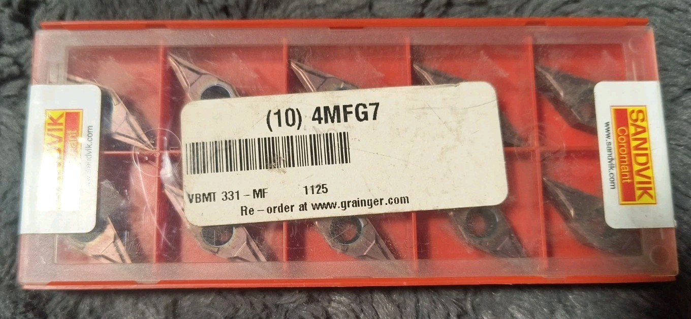 Sandvik Coromant VBMT 331-MF 1125 (VBMT 16 04 04-MF) Carbide Inserts 10Pk 4MFG7