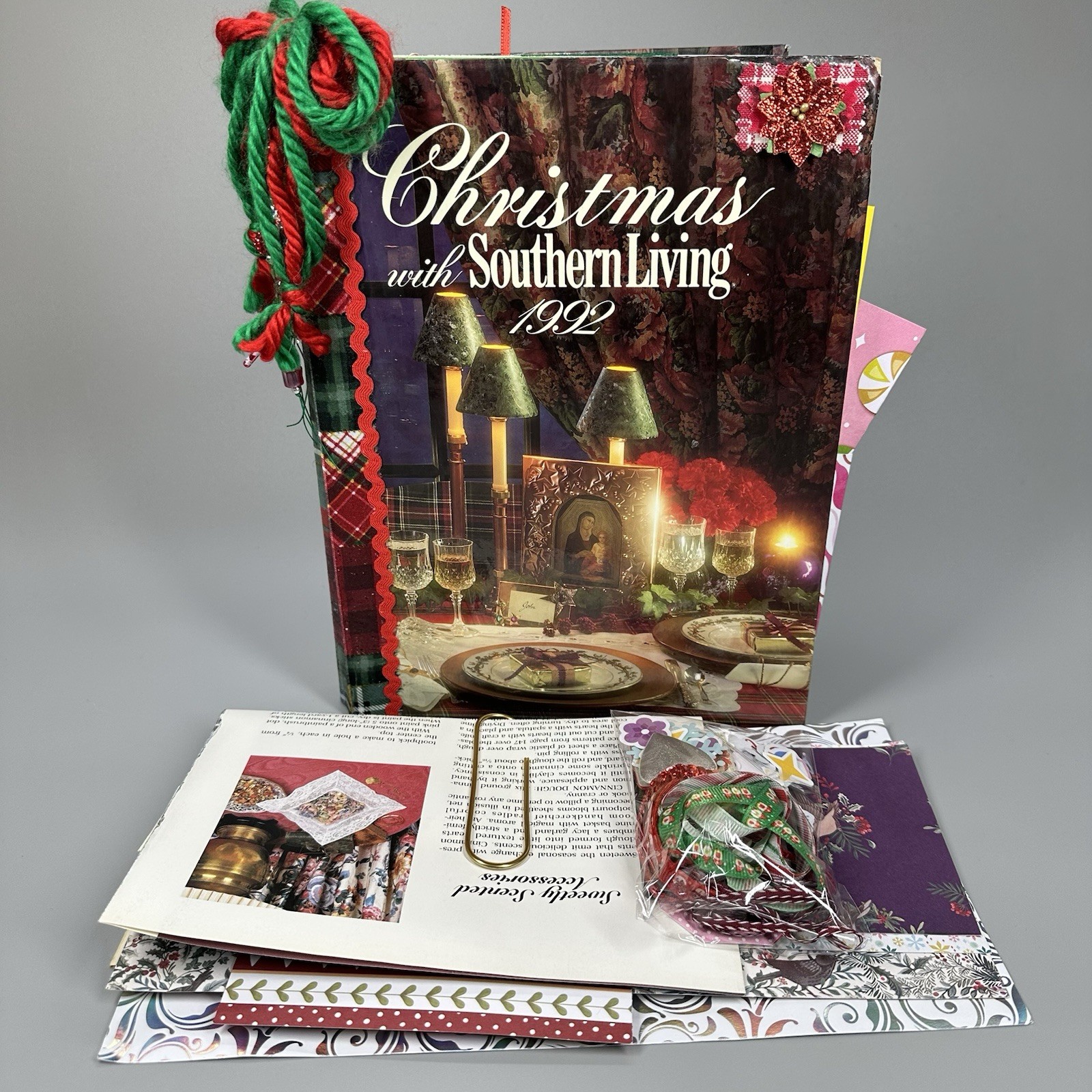 Christmas Southern Living 1992 Vtg Cover Large Junk Journal w/ Ephemera & Extras