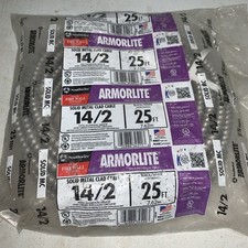 New Armorlite Wiring Solid Metal Clad Cable 14/2 Black/White Aluminum Armor 25' picture