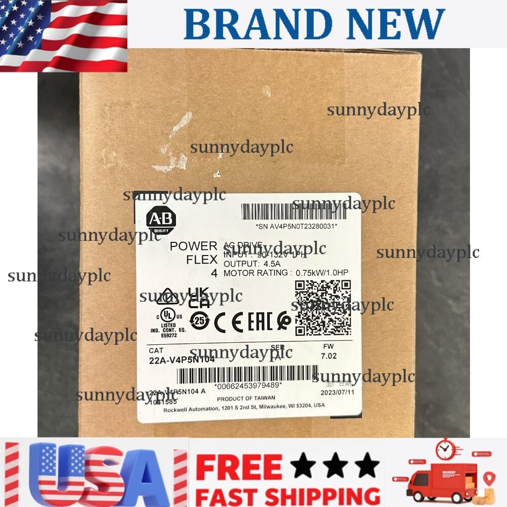 2023 Surplus Sealed Allen Bradley 22A-V4P5N104 PowerFlex 4 AC Drive 1.0HP 120V