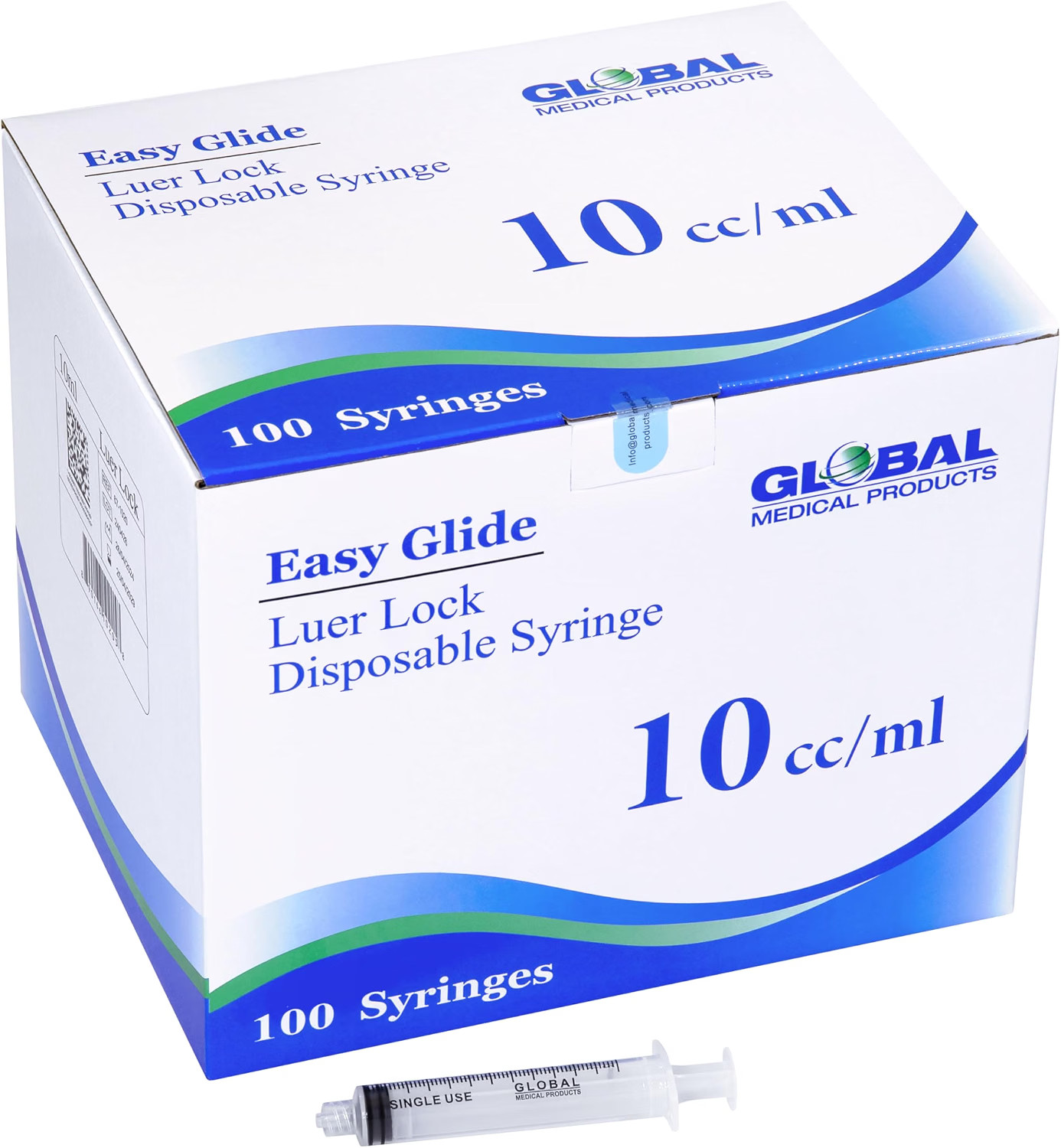 Global Medical Products - Easy Glide 10cc Luer Lock - QTY 100