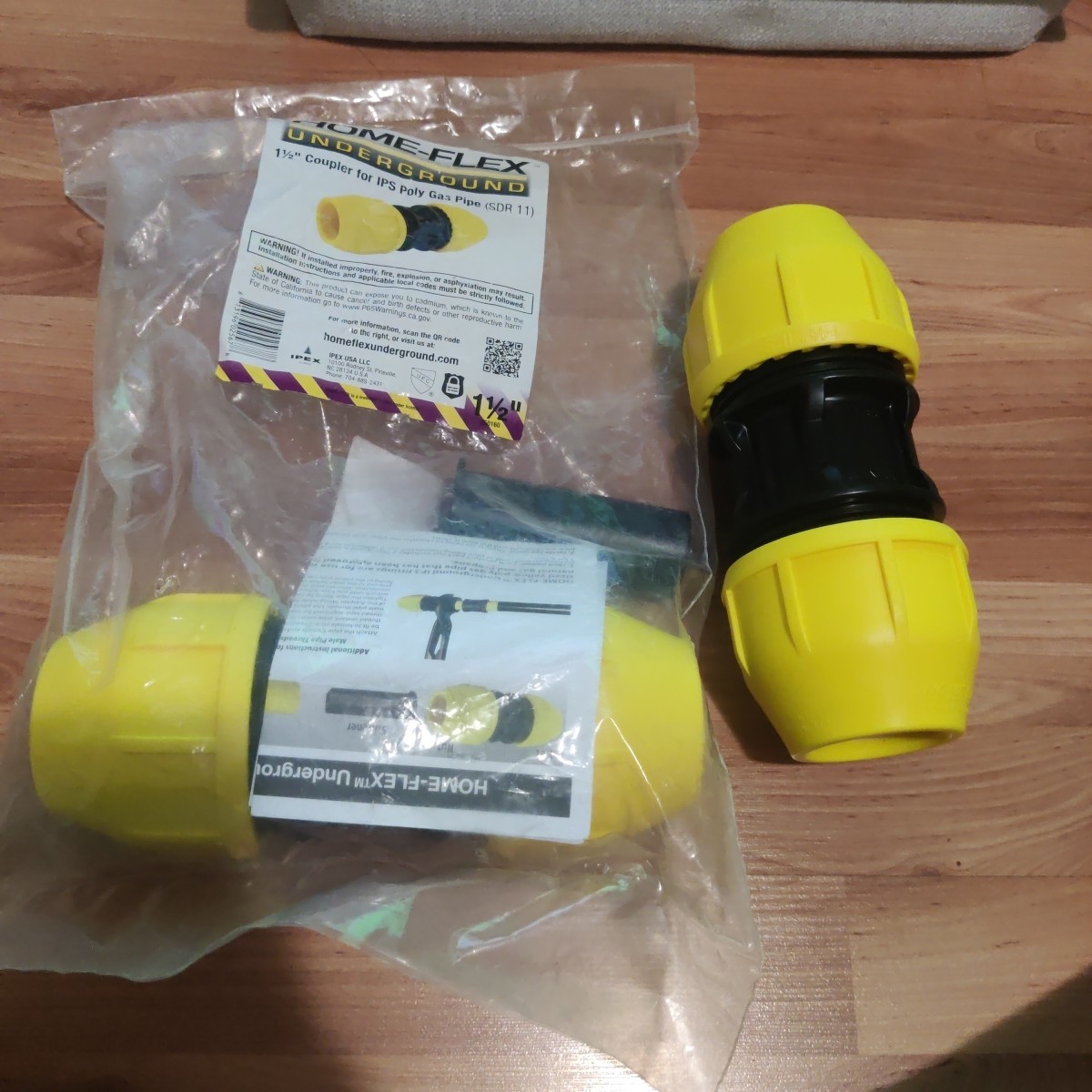 HOME-FLEX 1-1/2 in. IPS DR 11 Underground Yellow Poly Gas Pipe Coupler (2-pack)