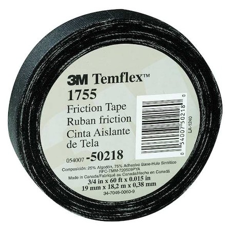 3M 50218 Electrical Friction Tape 1755 3/4in W x 60 ft L 13 mil thick NEW