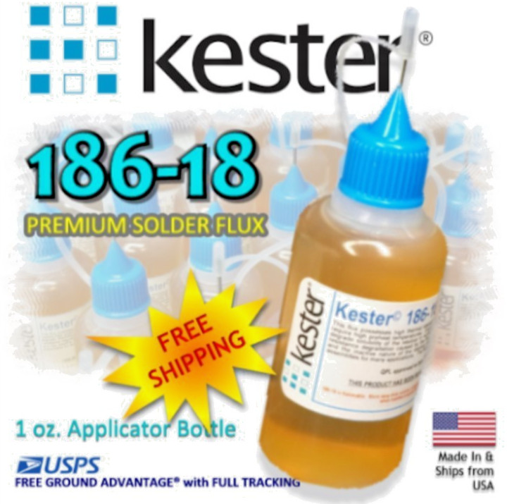 Genuine Kester 186-18 RMA Soldering Flux 18% Solids Low Residue - 30ml (1oz.)