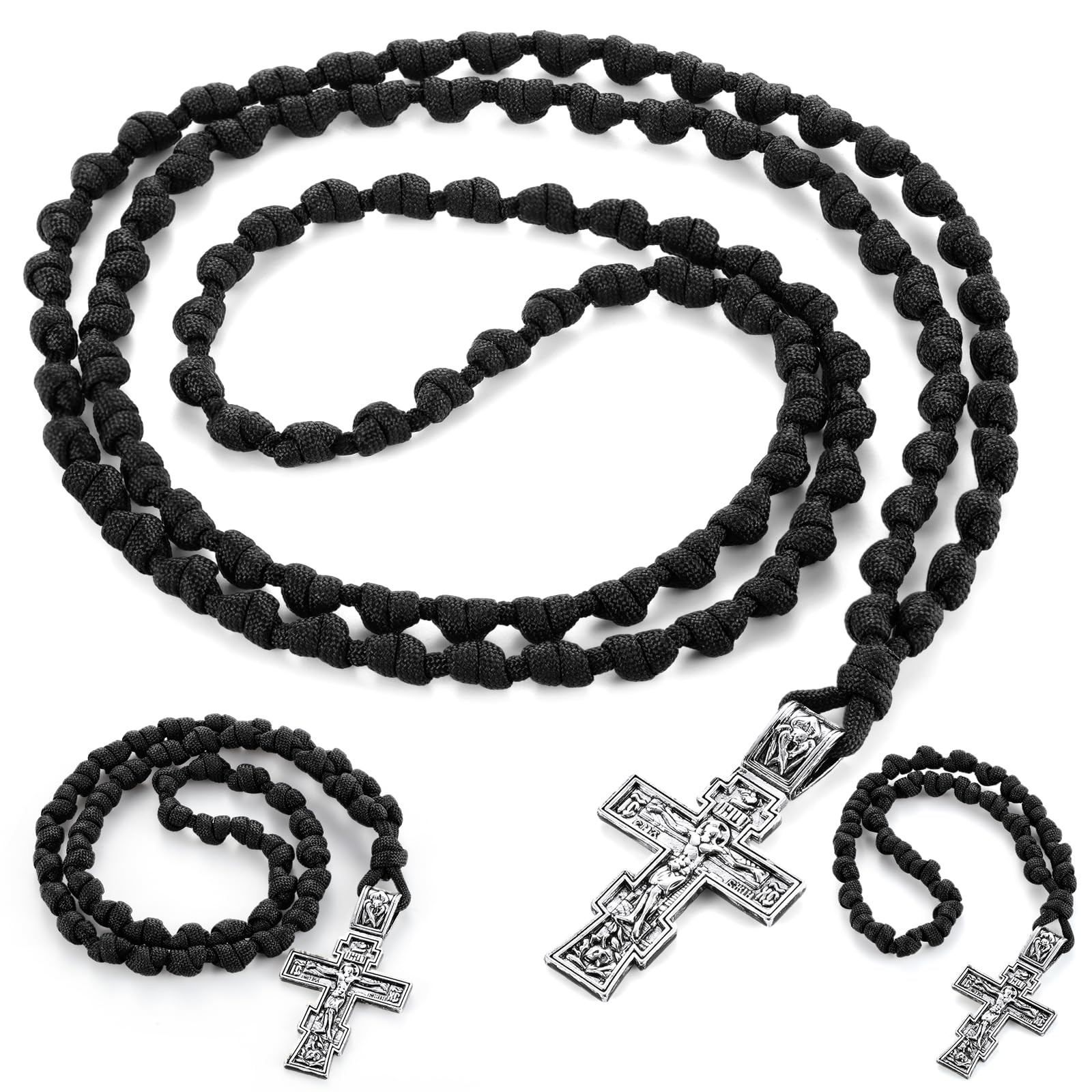 Quelay 3 Pcs Handmade Orthodox Prayer 100 knots, 50 33 Black