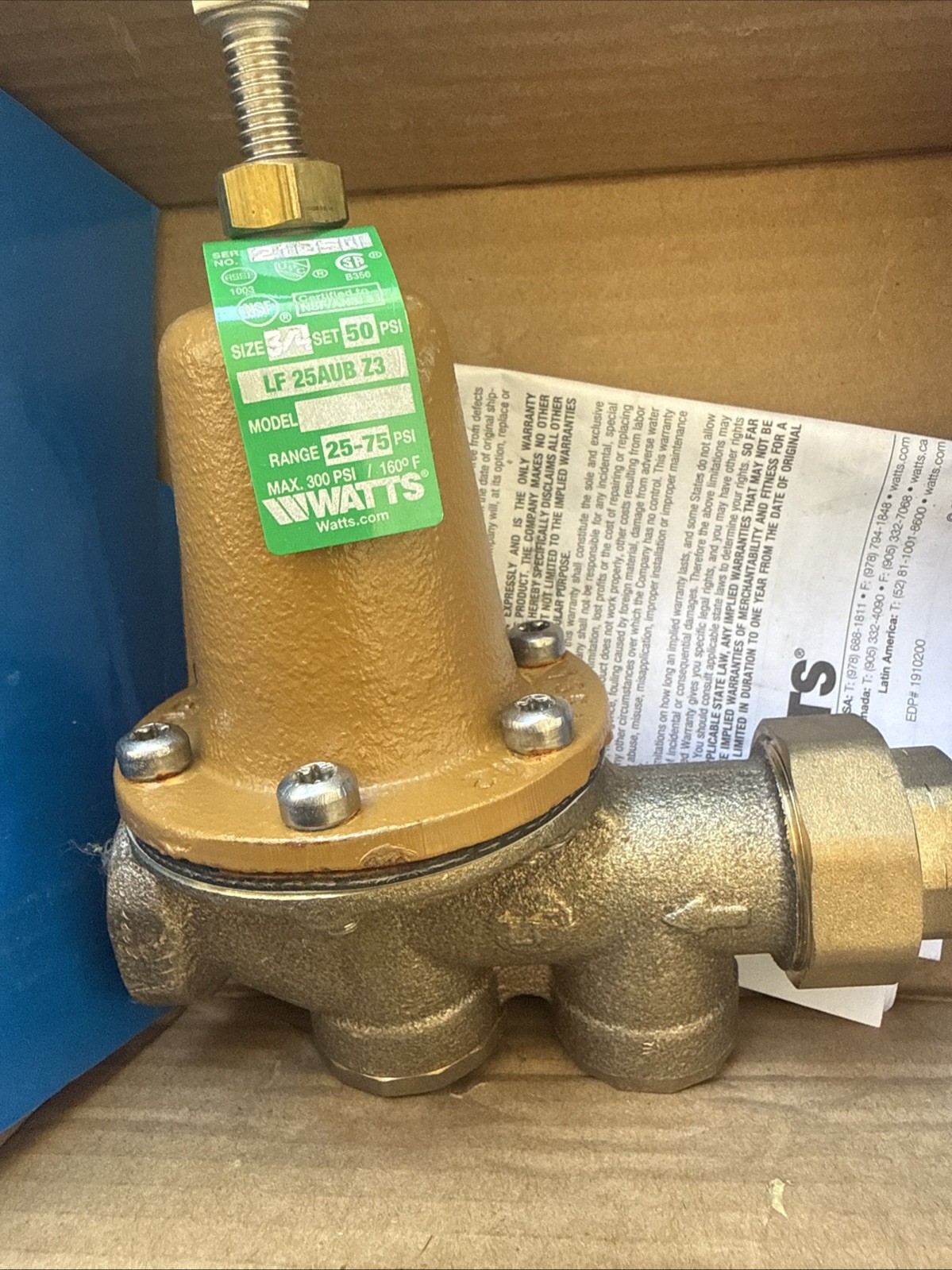 Watts LF25AUB-Z3 Pressure Reducing Valve - 0009257 NEW OB