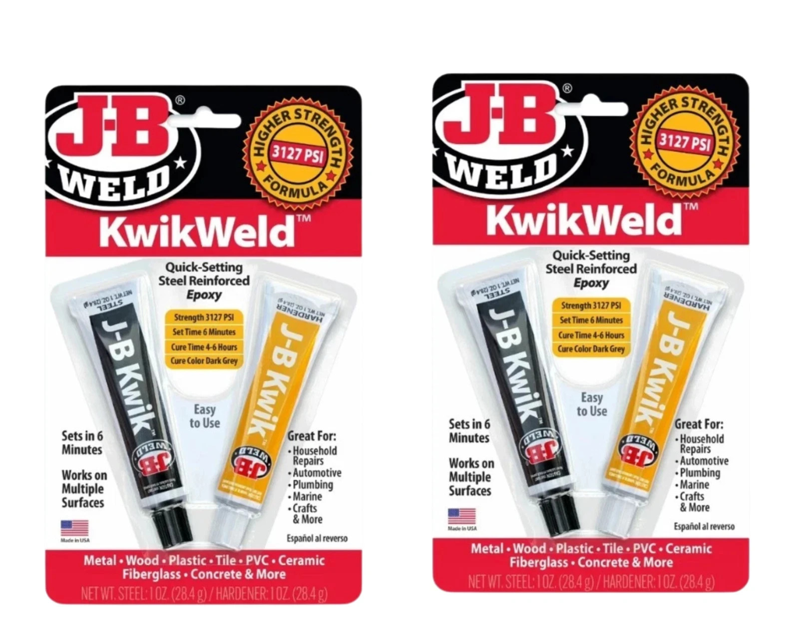 J-B Weld 8276 KwikWeld Quick Setting Steel Reinforced Epoxy - Dark Grey 2 oz