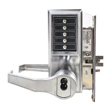SIMPLEX Mechanical Push Button Lockset: W/ Lever ADA Compliant, Chrome, New OB picture