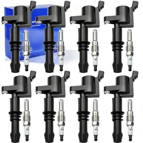 8PCS FD508 Ignition Coil Pack & Spark Plugs Compatible with Ford/Lincoln