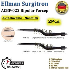 Ellman Surgitron ACBF-022 Bipolar Forceps Reusable-Autoclavable - Nonstick 2Pcs picture