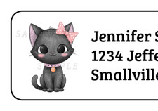 30 Cute Black Cat Halloween personalized return address labels stickers tags picture