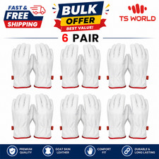 6 Pairs Genuine Goatskin Safety Gloves Durable, Comfortable & Versatile Work picture