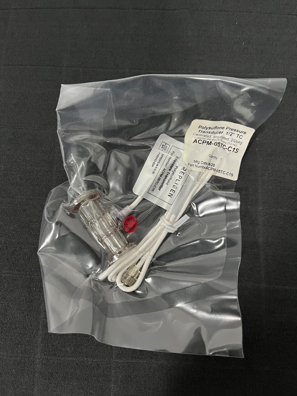 Repligen Polysulfone Pressure Transducer 1/2” TC,  ACPM-05TC-C1S
