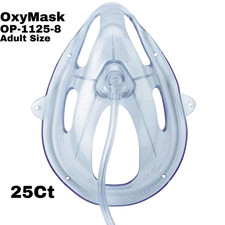25Ct OxyMask OP-1125-8 Adult Oxygen Mask With Connector Factory Sealed Pack New picture