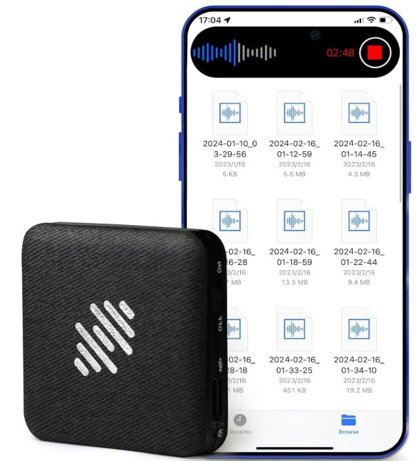 64GB Voice Recorder, Leather Design Recording Device with Playback&MP3 Play