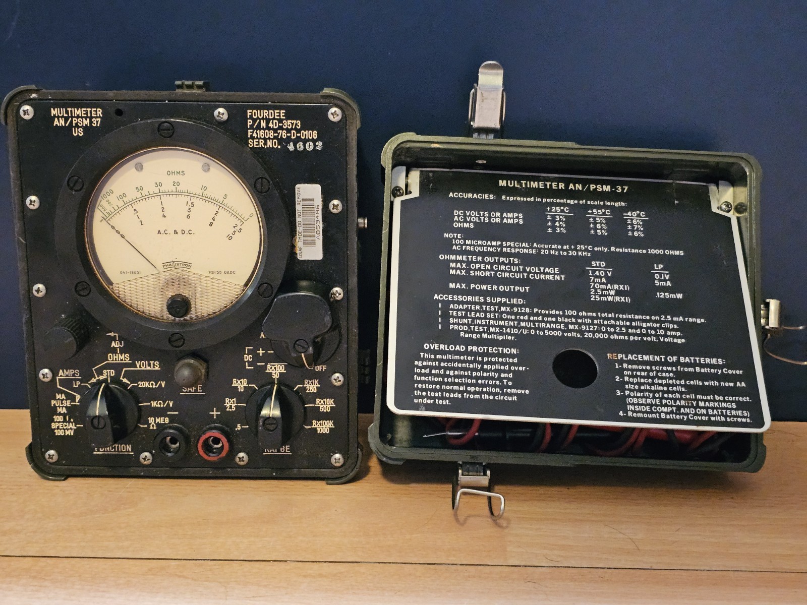 1970\'s US Air Force Multimeter Fourdee P/N 4D-3573 AN/PSM 37 - Untested 1970\'s US Air Force Multimeter Fourdee P/N 4D-3573 AN/PSM 37 - Untested