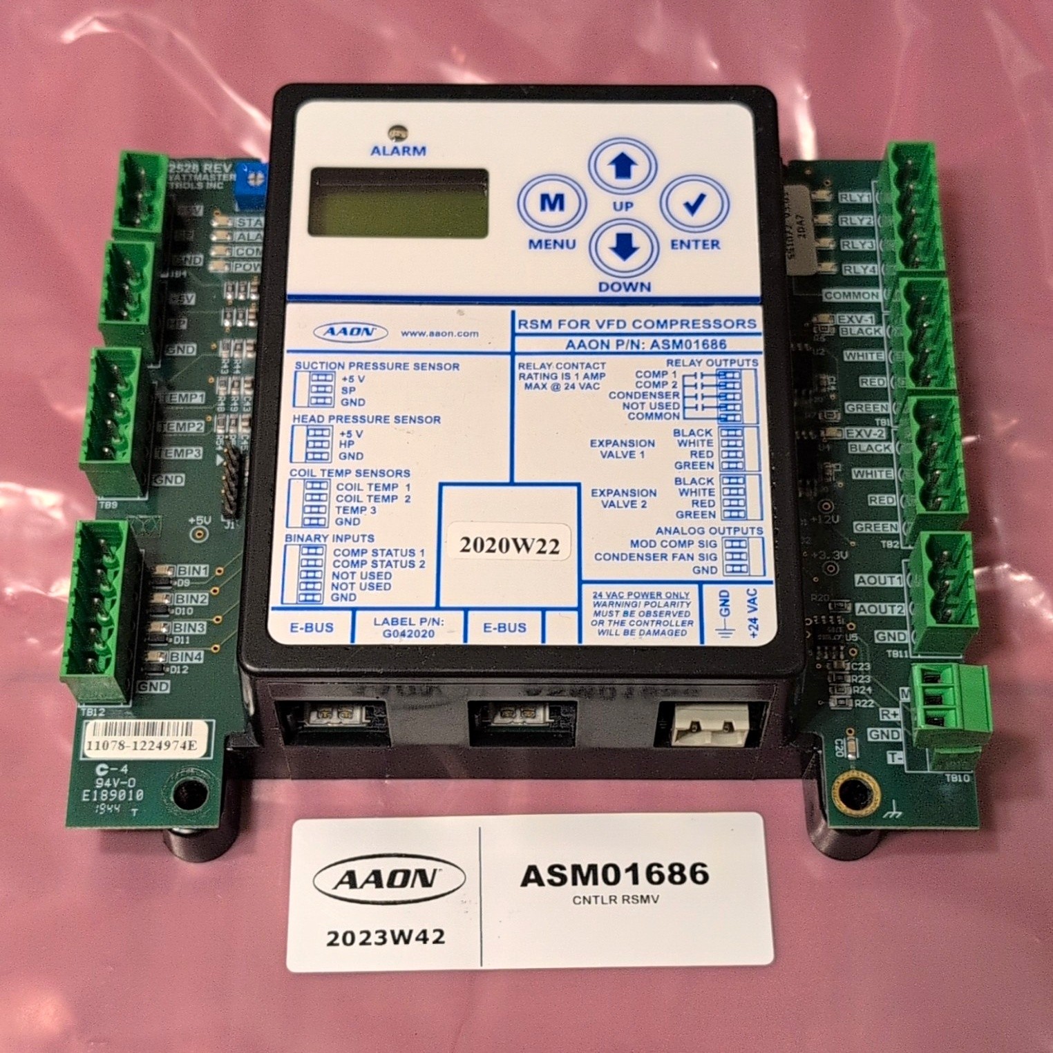 AAON ASM01686 RSM VFD Compressor Control Board Module 24 VAC 1A UNTESTED AAON ASM01686 RSM VFD Compressor Control Board Module 24 VAC 1A UNTESTED