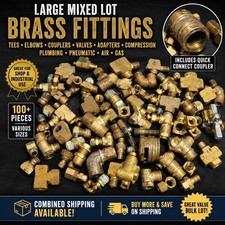 Large Mixed Lot Brass Pipe Fittings Valves Tees Elbows Adapters Compression Air picture