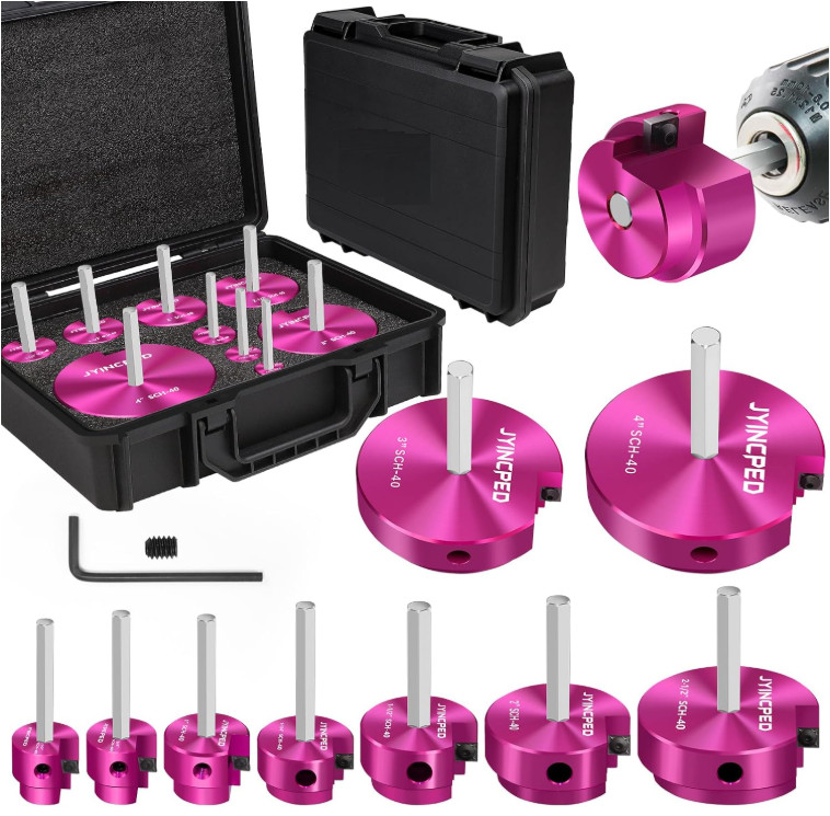 Kit de 9 escariadores para tuberías PVC, CPVC y ABS Schedule 40, medidas de 1/2