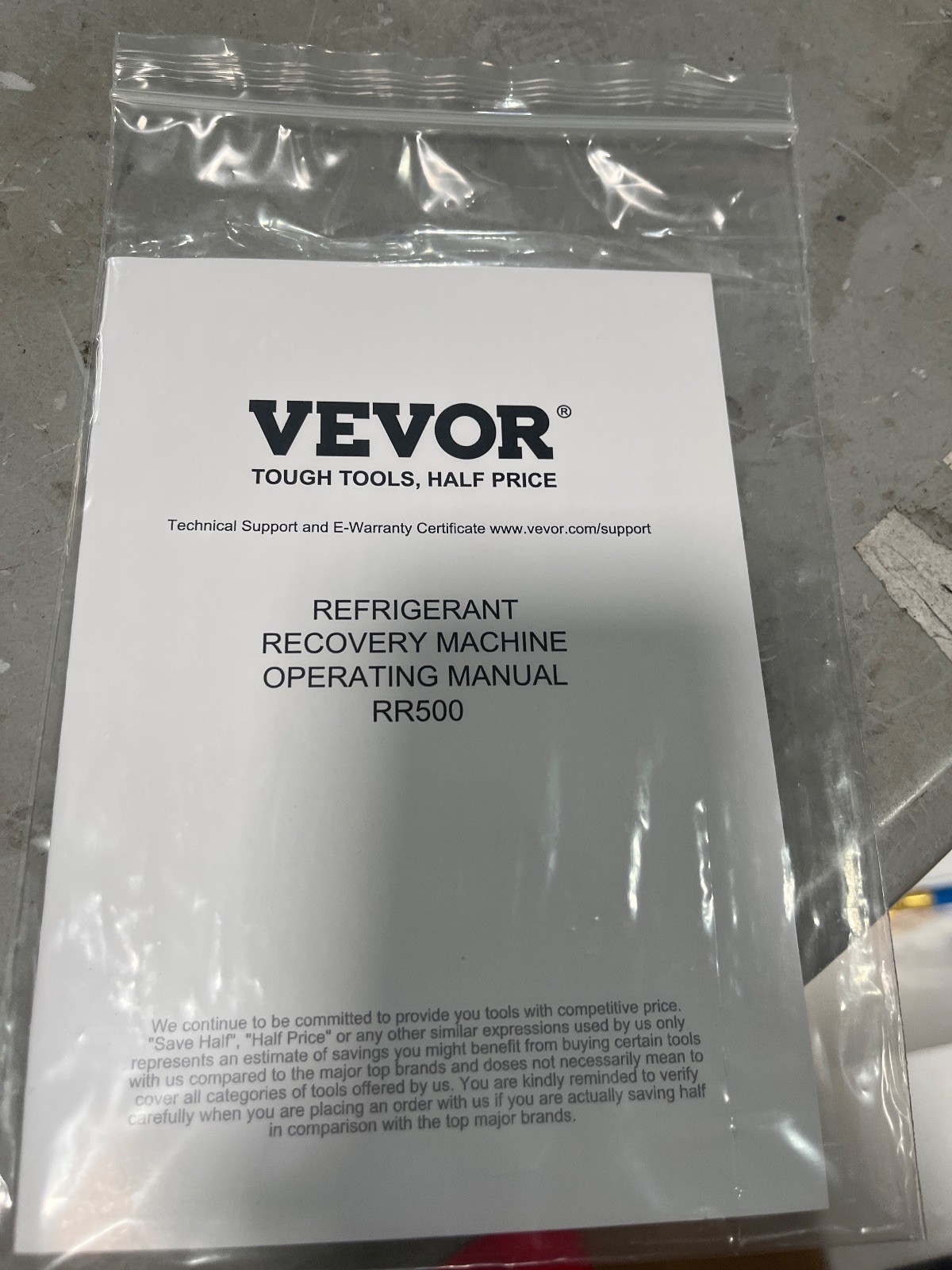 VEVOR RR500 Refrigerant Recovery Machine 1/2 HP Portable AC Recovery Unit