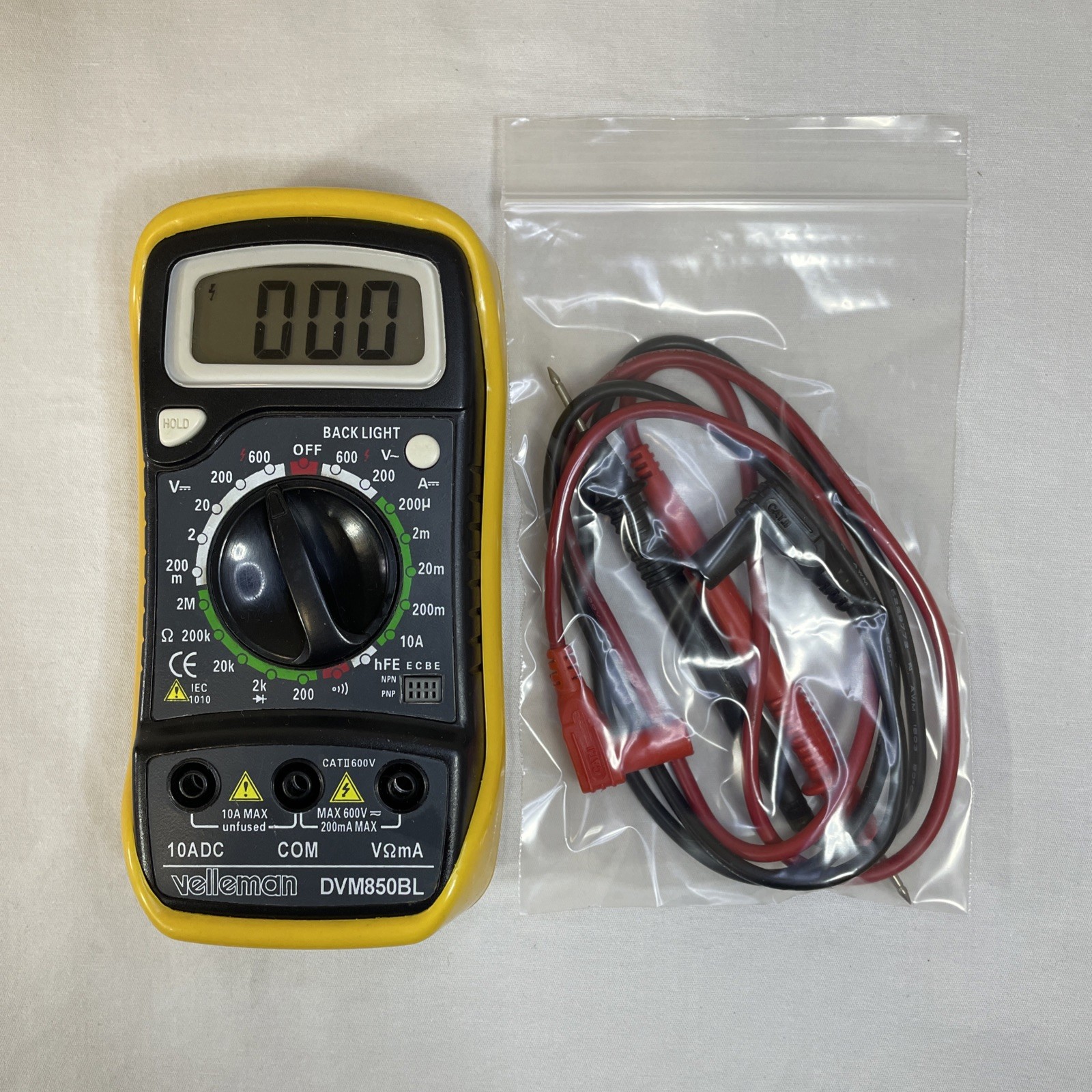 Velleman DVM850BL Digital Multimeter LCD DMM with Test Leads Velleman DVM850BL Digital Multimeter LCD DMM with Test Leads