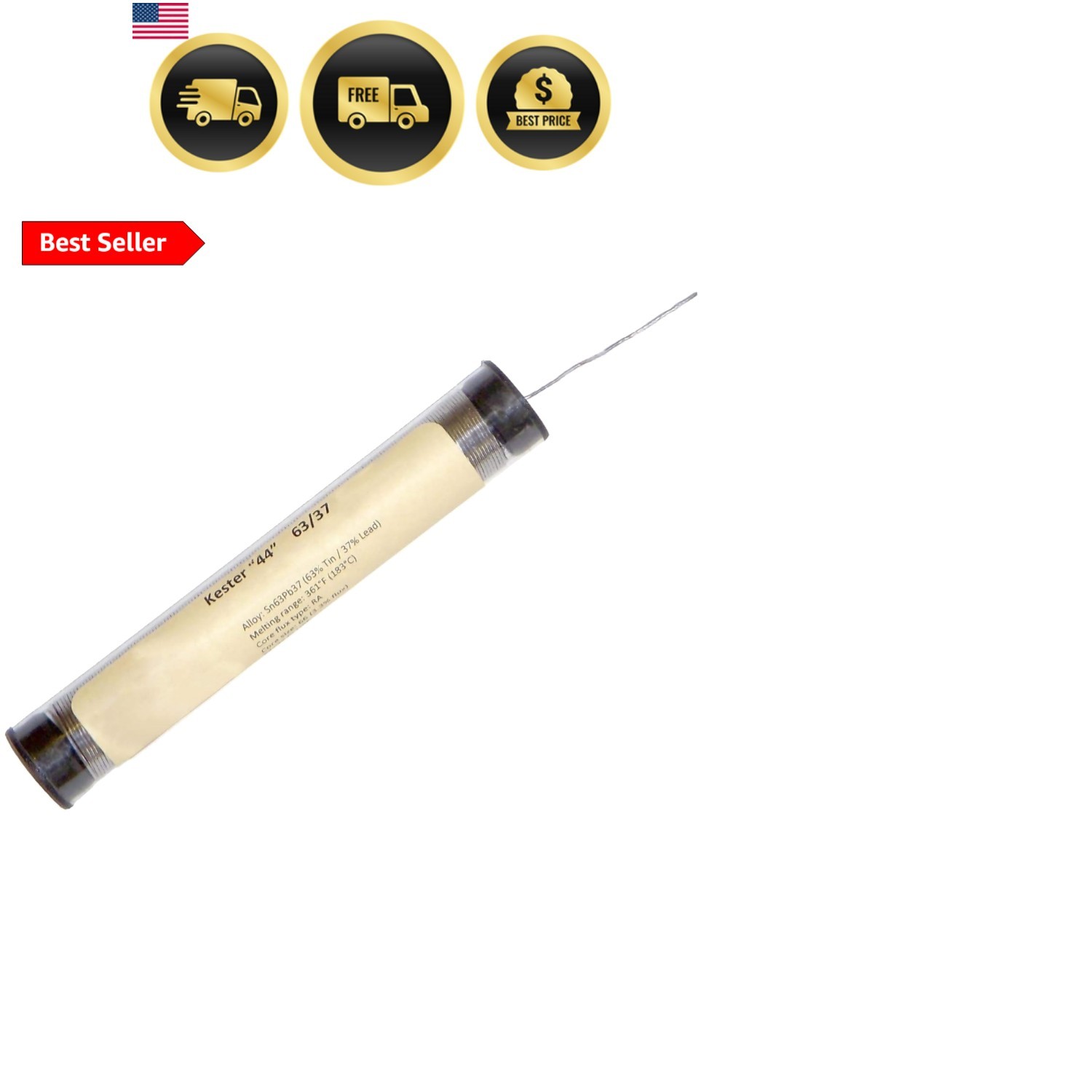 44 Solder Wire, 63/37 0.020-in, RMA Rosin, 3/4-ounce Tube 44 Solder Wire, 63/37 0.020-in, RMA Rosin, 3/4-ounce Tube
