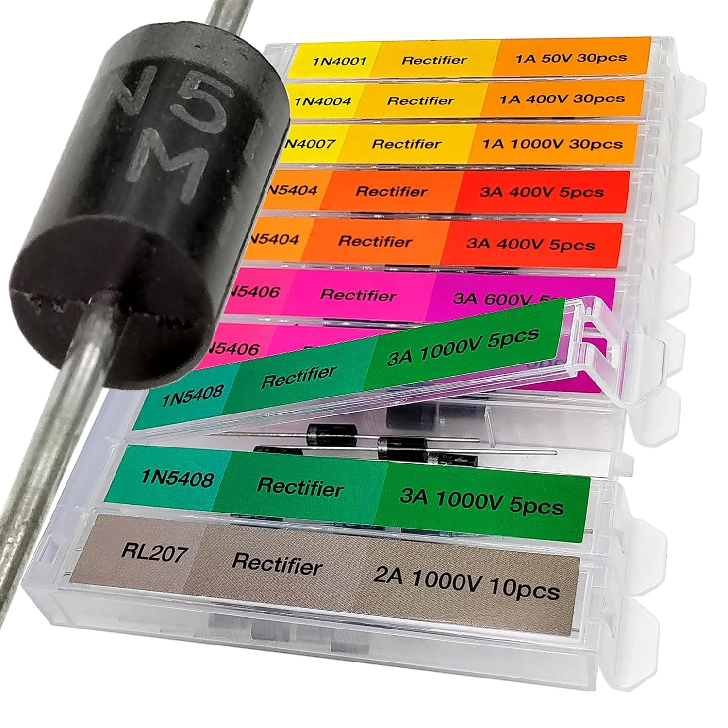 Rectifier Diode Assortment Kit 130 Pcs 1N4001 1N4004 1N4007 1N5404 1N5406 RL207