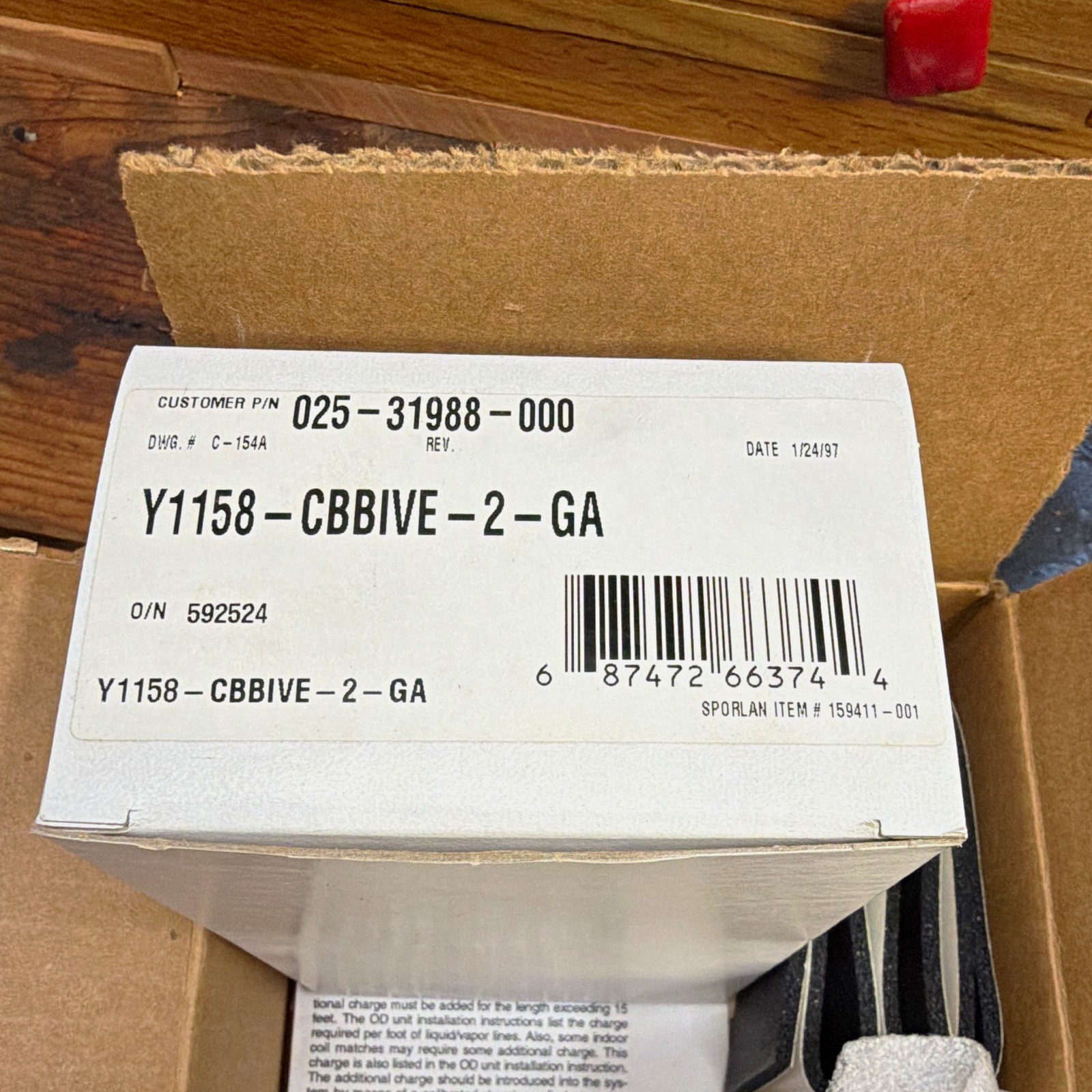 NEW York Sporlan TXV Expansion Valve Kit 025-31988-000 Y1158-CBBIVE-2-GA OEM NOS