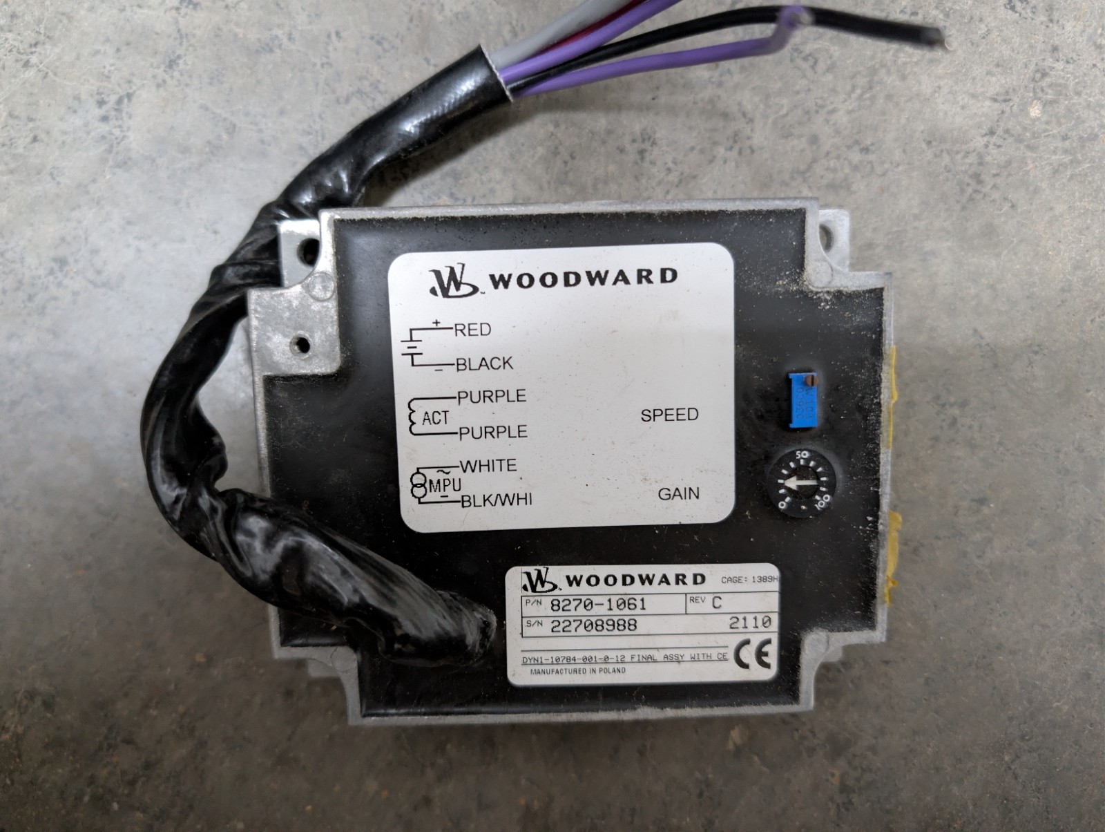 Woodward 8270-1061 WG Controller Module Speed Gain Control Rev C