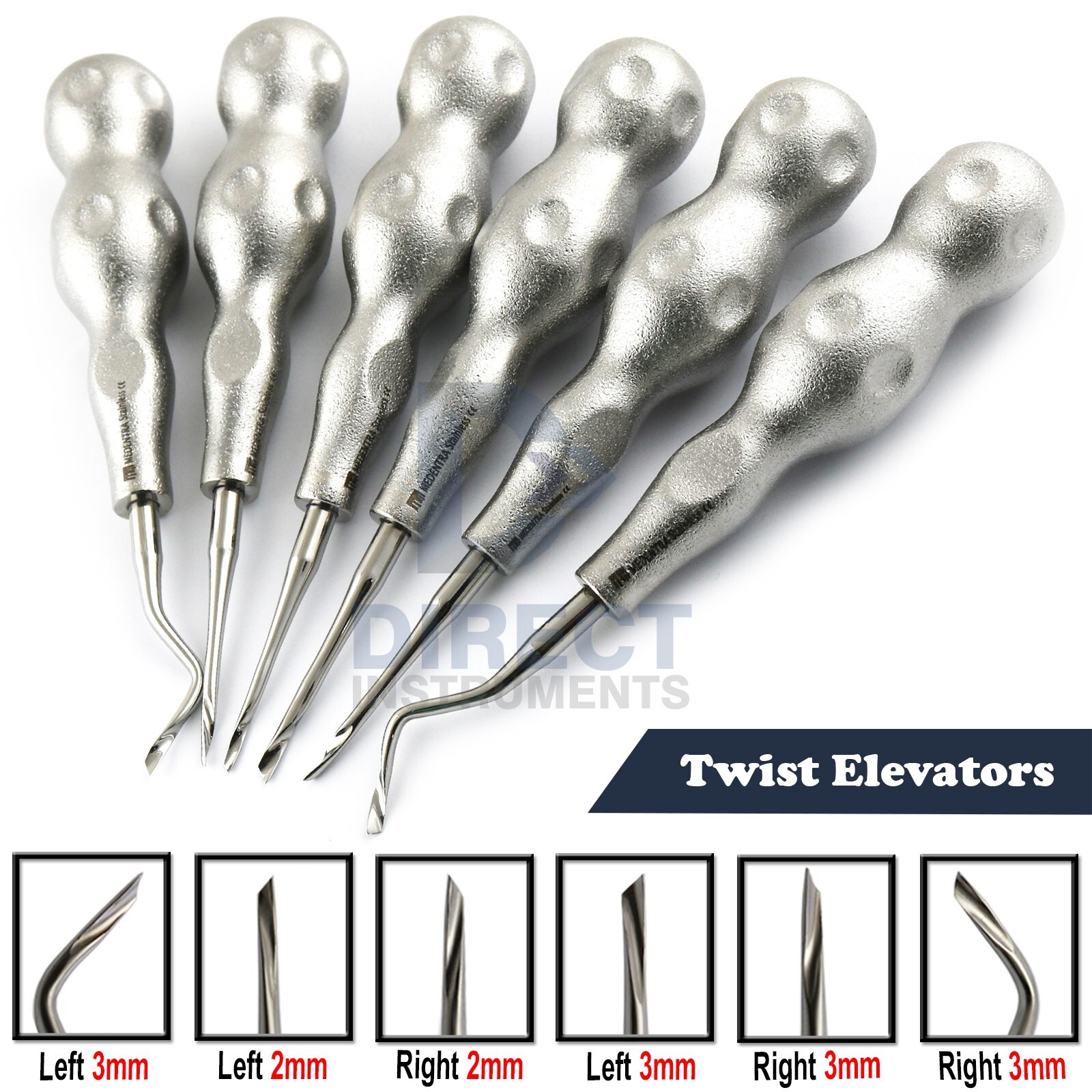 6Pcs Set Dental Twist Point Root Elevators Luxating Tooth Extraction Surgical CE 6Pcs Set Dental Twist Point Root Elevators Luxating Tooth Extraction Surgical CE
