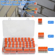 90Pcs For Wago 221 Lever Nuts Compact Splicing Wire Connectors 2/3/5 Terminal US picture