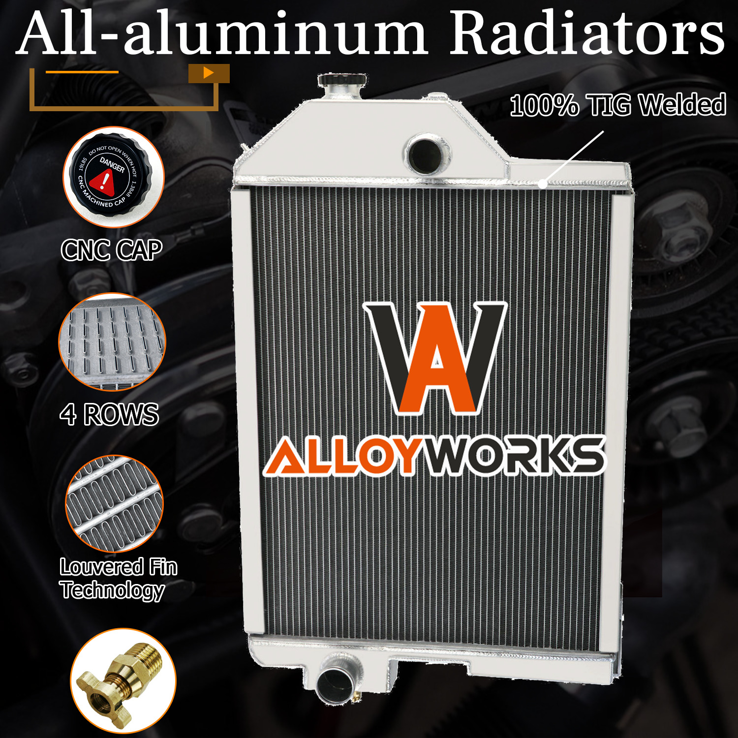 4 Row Aluminum Radiator For John Deere 4430 Series AR61879 AR60337 AR61878 MT