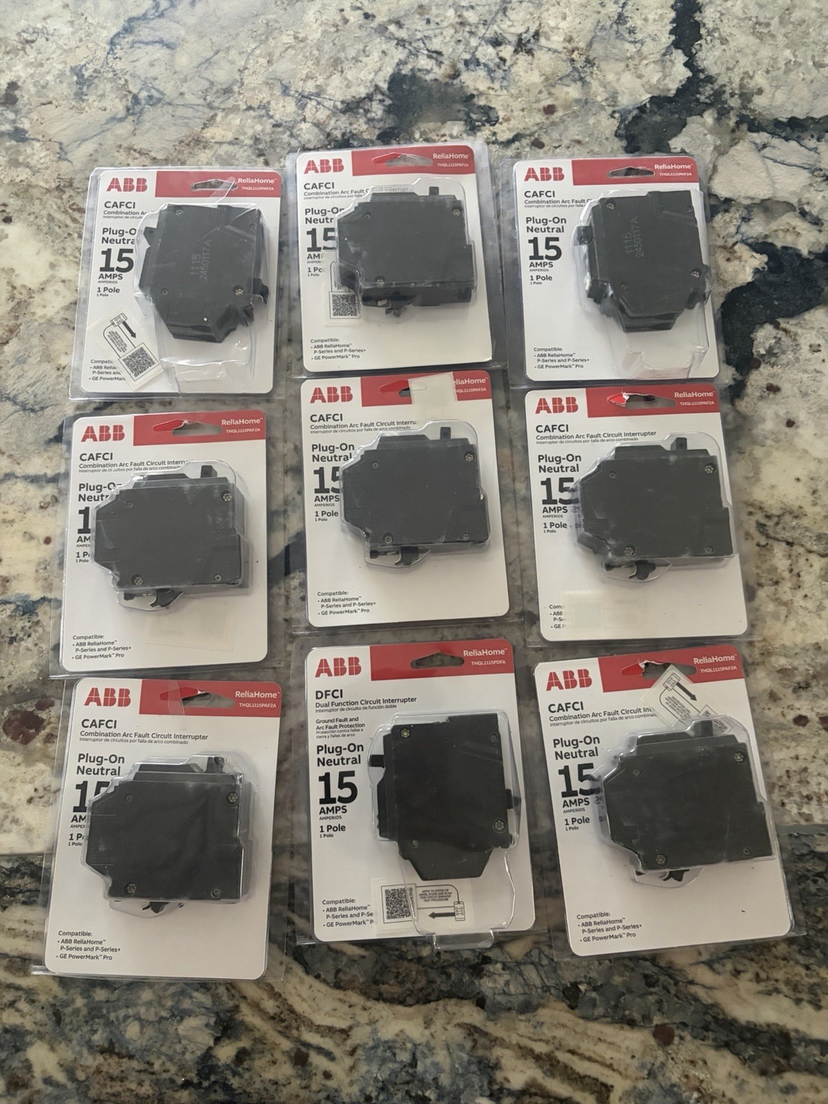 New GE THQL1120PAF2 Arc Fault Circuit Breaker AFCI 20A 1-Pole 120/240V-Lot of 9