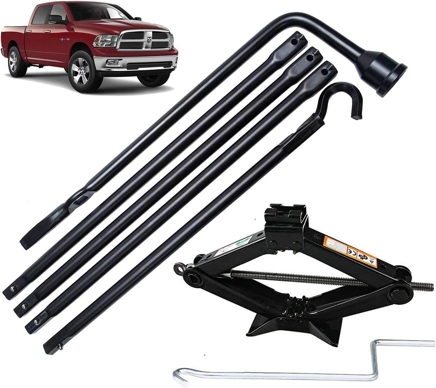 Spare Tire Tool Kit with Case & Scissor Jack 2 Ton for Dodge Ram 1500 (2002 to 2