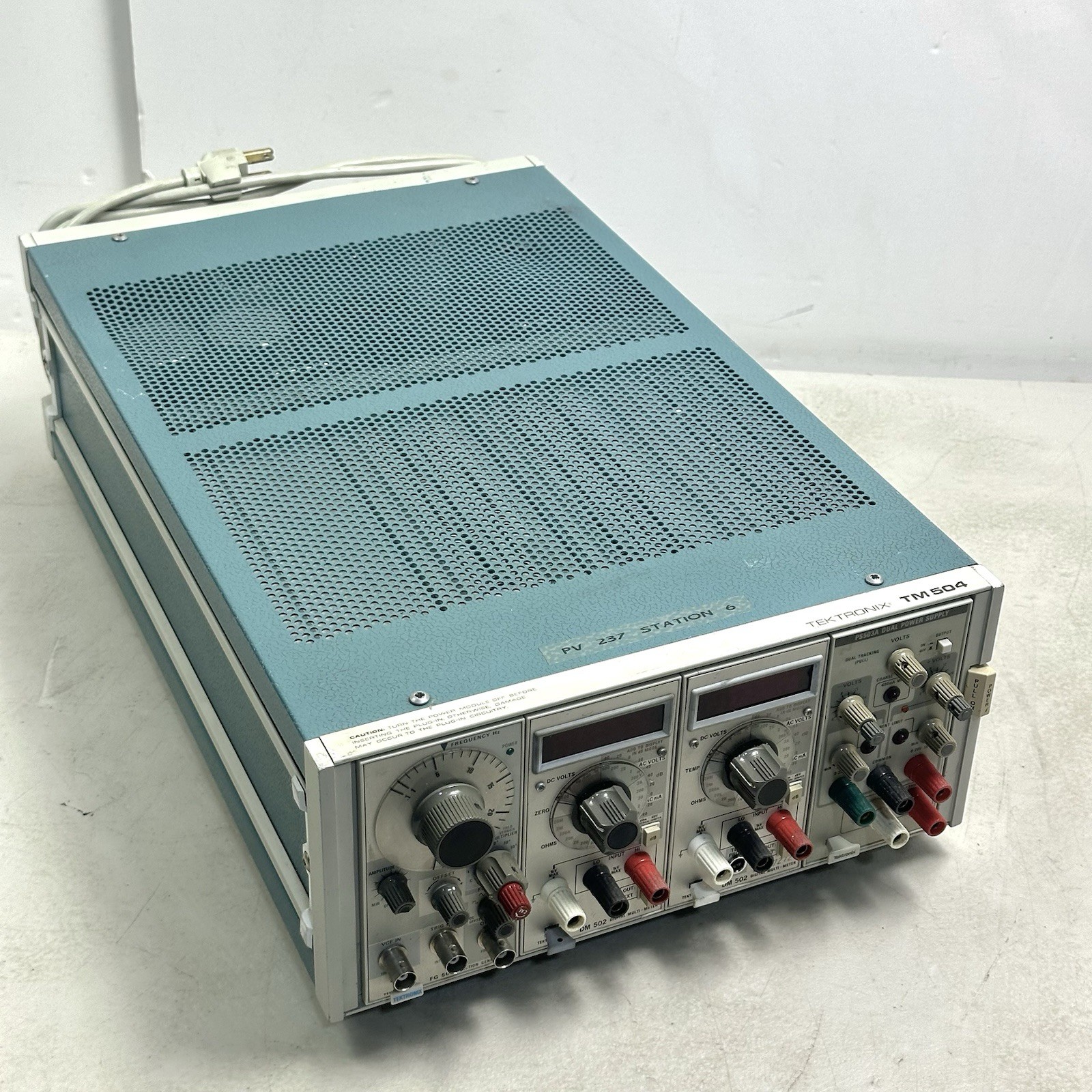 Tektronix TM504 W/ FG503 Generator, 2x DM502 Auto DMM, PS503A Supply TESTED