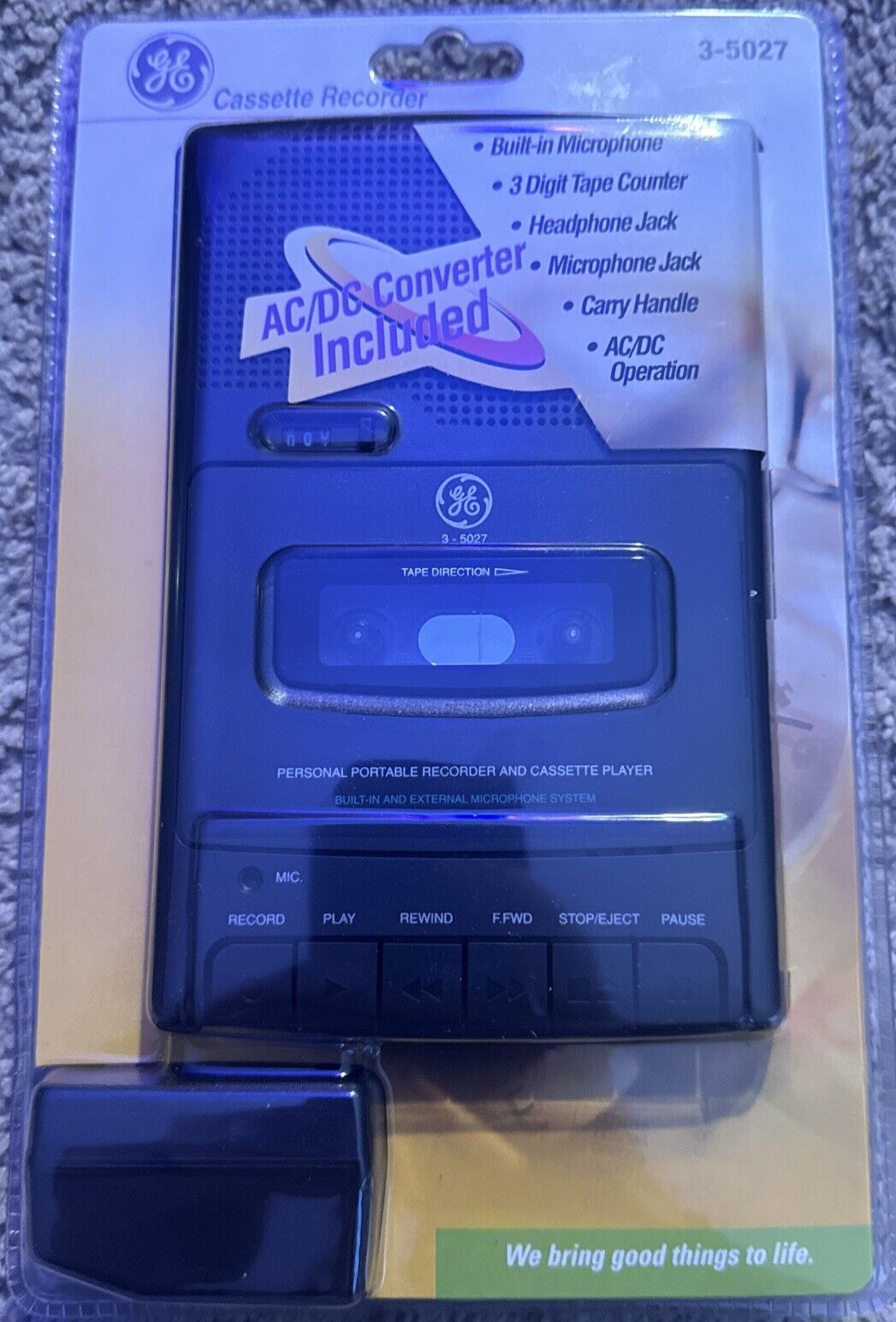 GE Personal Portable Cassette Recorder 3-5027 Tape Player AC/DC NIB NIP Sealed