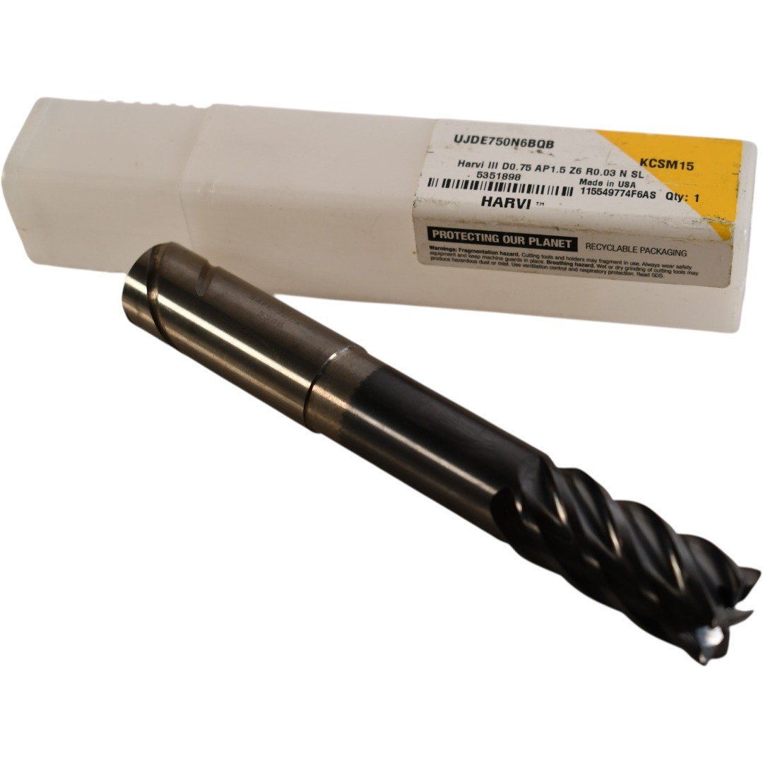 NEW Kennametal UJDE750N6BQB KCSM15 Carbide End Mill Harvi III D0.75 AP1.5 Z6 R0.