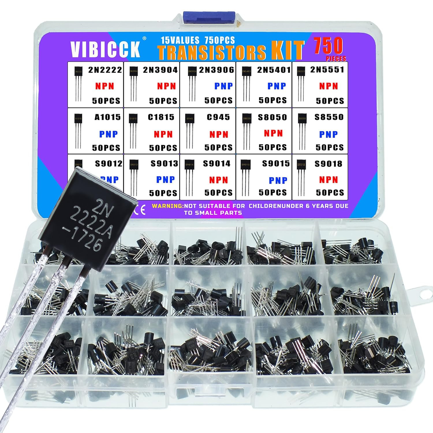 15Values 750Pcs TO92 Transistors Assortment Kit