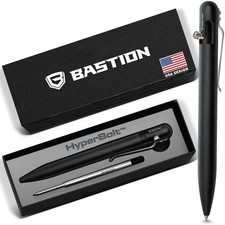 BASTION Aluminum Jet Black Bolt Action Ink Pen | EDC Pocket Mens Gift Metal picture