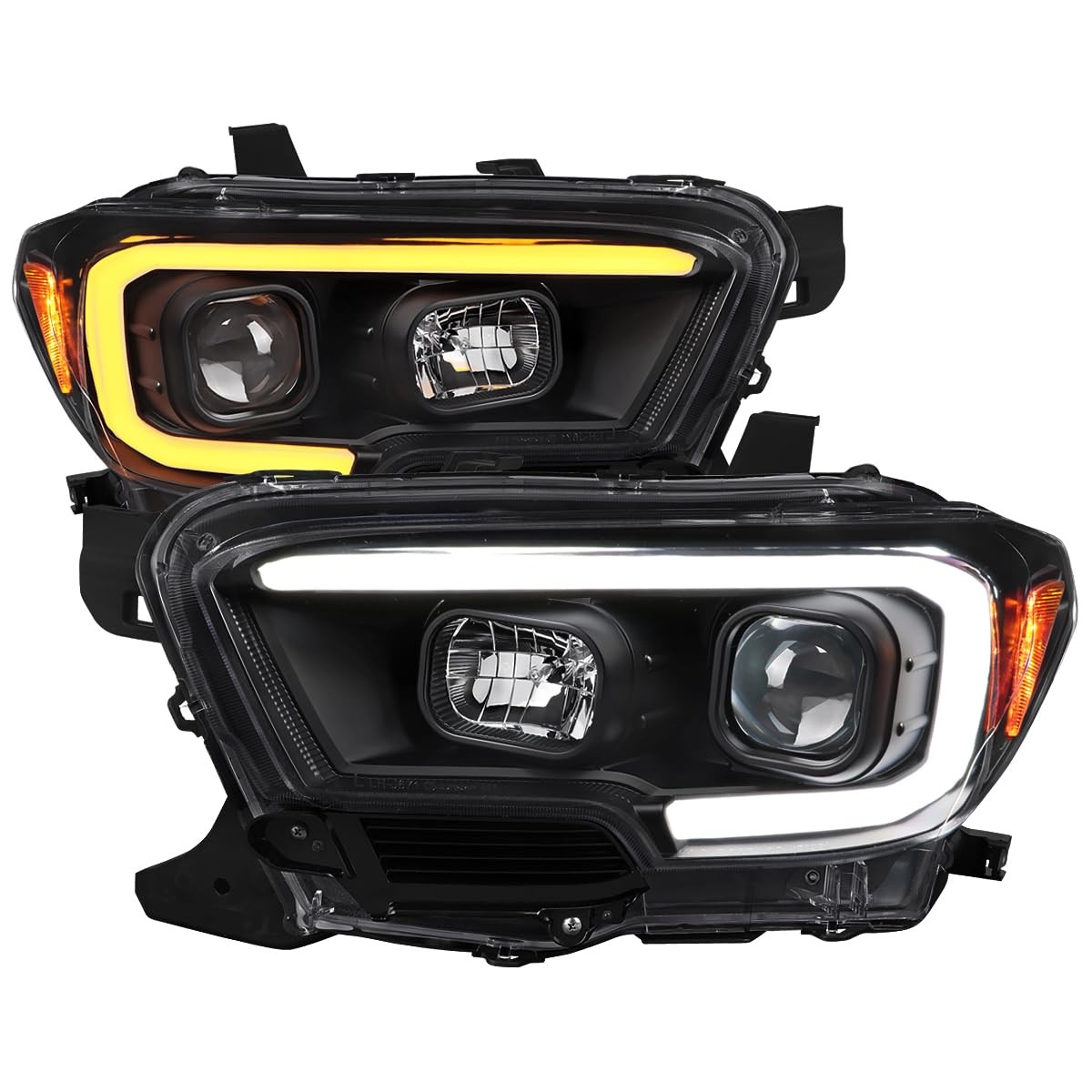 Black Projector LED Headlights for Toyota Tacoma 2016-2023 Left Right Pair