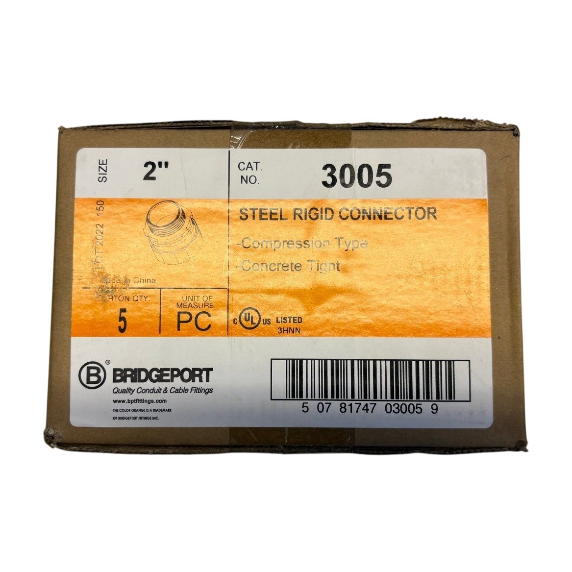LOT OF 5 Bridgeport 3005 2in Steel Rigid Compression Connector Concrete Tight