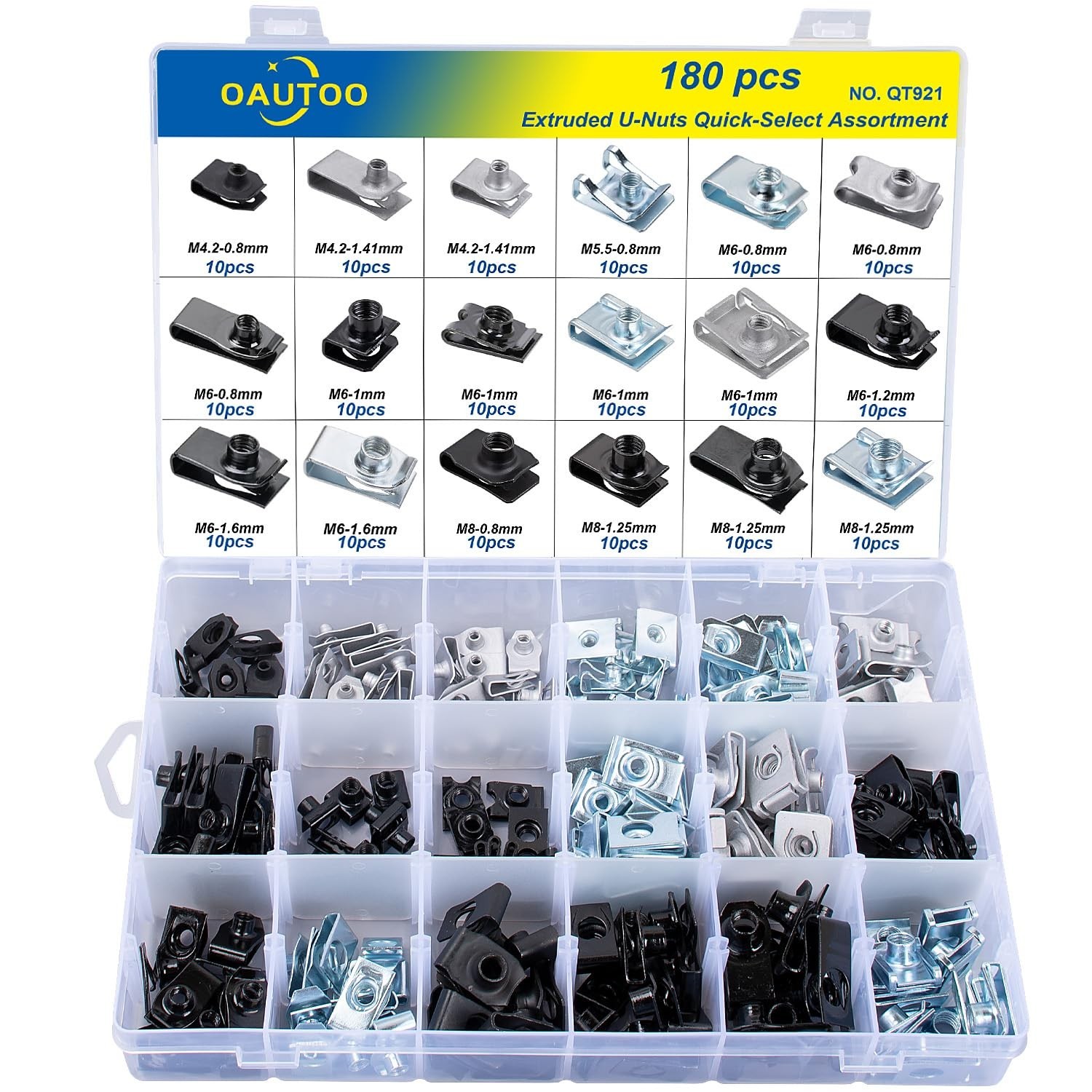 180pcs U-Nuts Assortment for Bumper, Fender, Engine, Radiator & Splash Shield