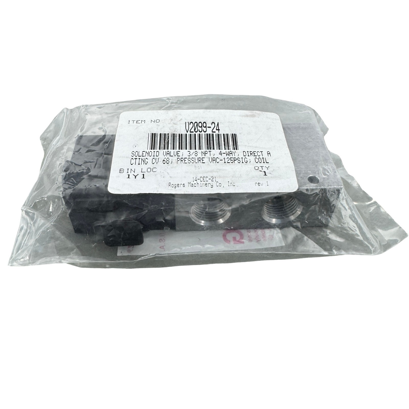 Rogers Machinery V2099-24 Solenoid Valve 3/8