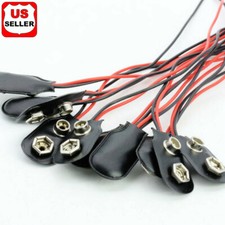 1/5/10 Pcs Snap 9V (9 Volt) Battery Clip Connector I Buckle Type Black w/ Cable picture