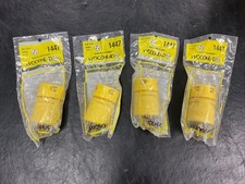 (QTY 4) Woodhead 1447 5-15P Super Safeway Neotex Rubber Yellow Plugs 15A, 125V picture